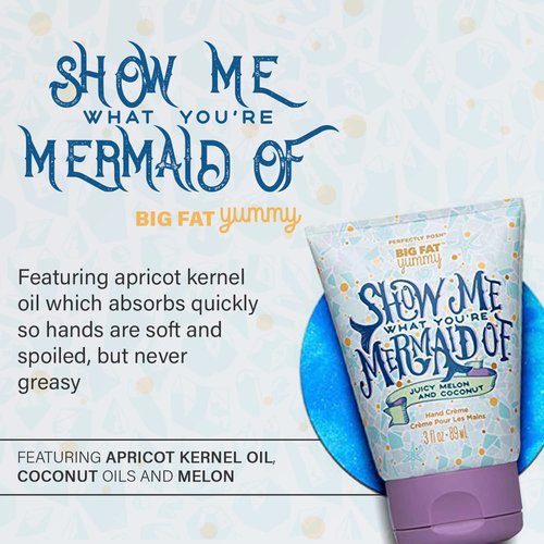 Perfectly Posh Hand Cream 89 ml, Show Me What You're Mermaid Of Hand Moisturizer-BFYHC, Naturally Pampering Hand Lotion, with Mermagical Blend of Melon and Coconut Fragrance, Hand lotion for Dry Hands