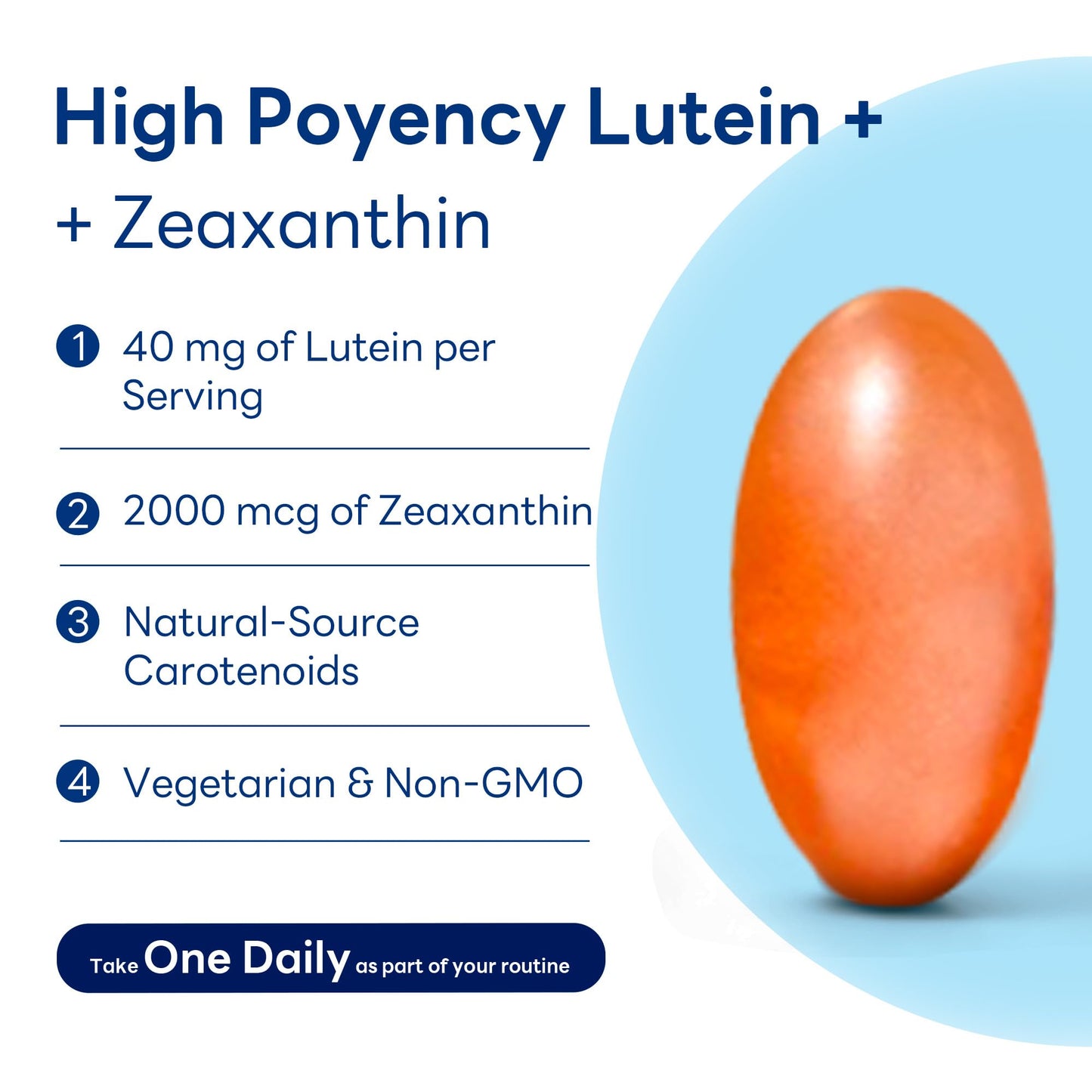 Vitamin World Lutein and Zeaxanthin Supplements, 40mg Lutein, Vegetarian Eye Health Supplement, Once Daily to Help Filter Blue Light & Support Vision, Non-GMO, Gluten-Free, 2 Month Supply