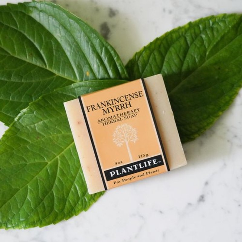 Plantlife Frankincense Myrrh Bar Soap - Moisturizing and Soothing Soap for Your Skin - Hand Crafted Using Plant-Based Ingredients - Made in California 4oz Bar
