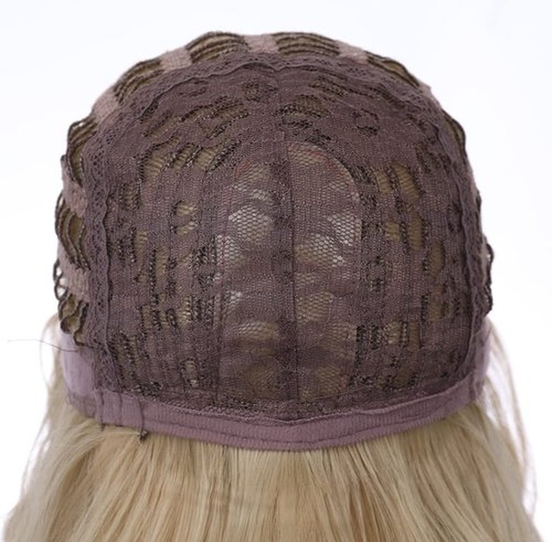 PATTNIUM 14 Inches Blonde Wig Short Wavy Wig Ash Blonde Wig with Bangs Flaxen Blonde Wig for Women Girls Heat Resistant Synthetic Wig(Ash Blonde)