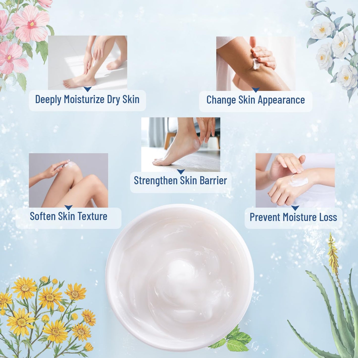 OUKEYA Urea Cream 42% plus Salicylic Acid 2% for Dry Cracked Feet, Heel, Knees, Elbows, Hands – Intensive Moisturizing Cream for Very Rough Skin, 5.29 oz, Pack of 2