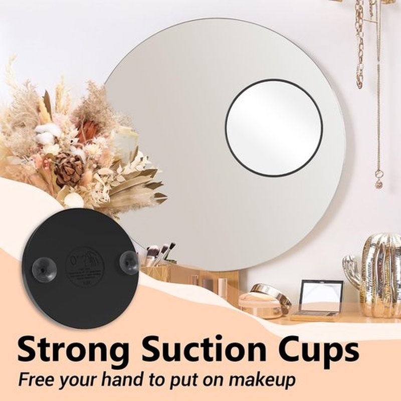 FAHZON 10X Magnifying Mirror, Magnified Mirror 3.5" with Two Suction Cups and Tweezers, Travel Magnifying Mirror Set Comes with Portable Storage Bag, Small Magnifying Mirror for Travel(Black)