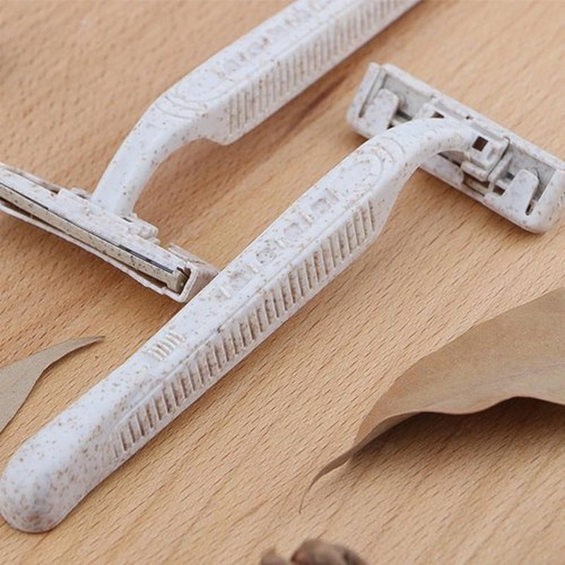 Eco-Friendly Razor | Disposable | Recycled Material | Men & Women Shaving Razor | Twin Blade | Biodegradable Wheat Straw, 50 Count (Pack of 1)