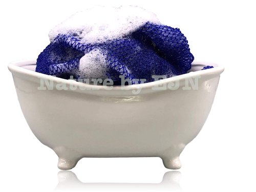 Nature by EJN - Net Bath Sponge, Customized N1 Weave, NKN Naturals, Long, Skin Exfoliation, African, Ghana, Porous, Stretches Horizontally to Approximately 49" (Brown)