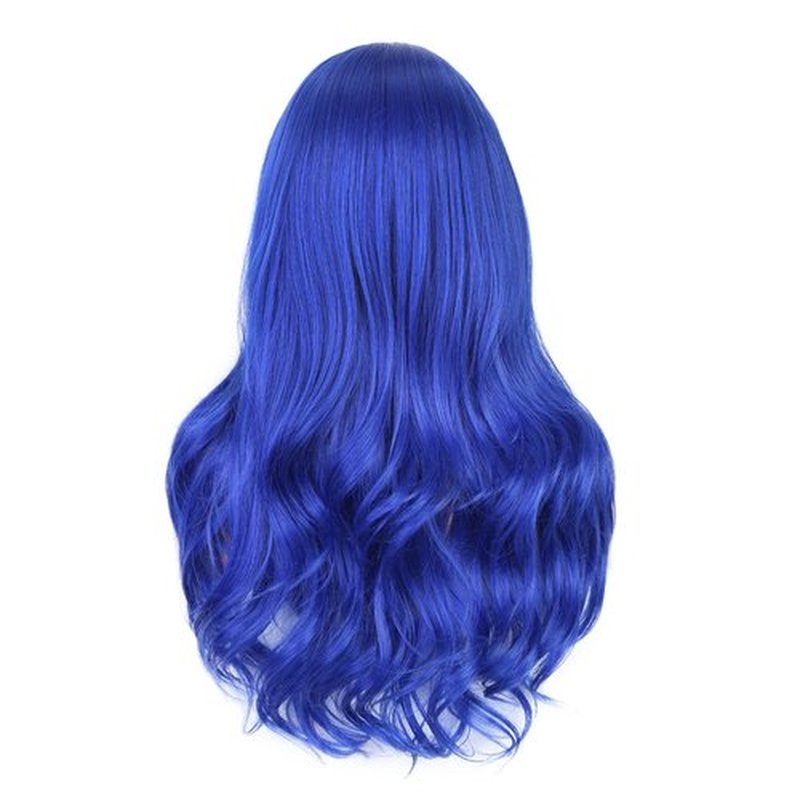 Fancy Hair Long Blue Wavy Wigs for Women Curly Middle Part Blue Wig Natural Looking Synthetic Heat Resistant Fiber Wigs Hair for Daily Party Use (Dark Blue)
