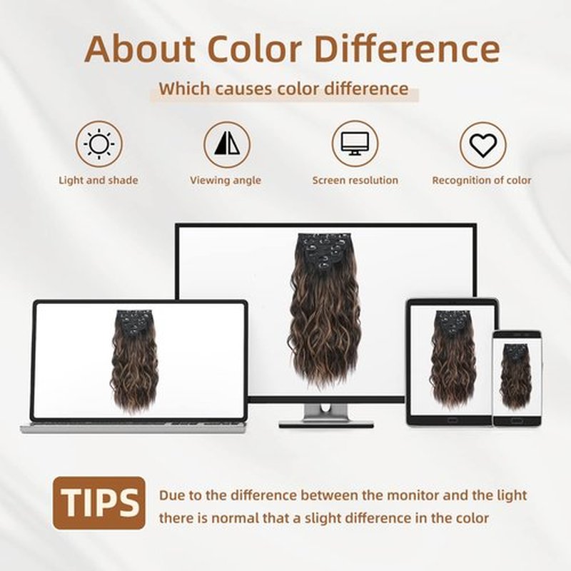 Fliace Clip in Hair Extensions, 6 PCS Natural & Soft Hair & Blends Well Lonng Wavy Hairpieces(20inch, 6pcs, Black&Dark mix light brown)