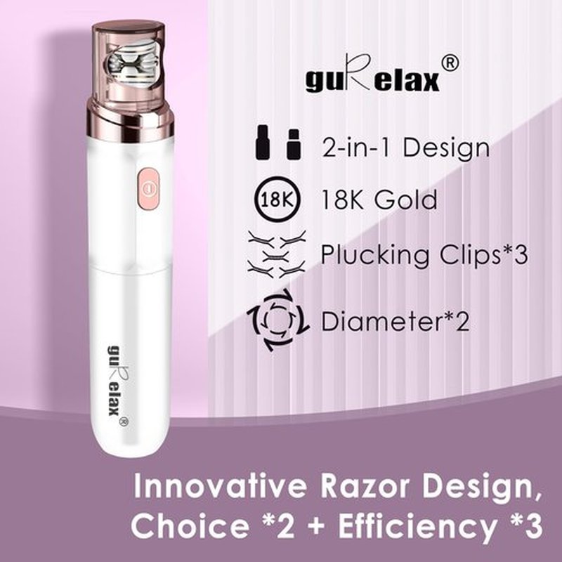 Gurelax Facial Epilator Hair Remover, Rechargeable Hair Removal Epilator for Women, 2-in-1 Electric Epilator & Shaver for Face, Finger, Portable Lipstick Styling Epilation System