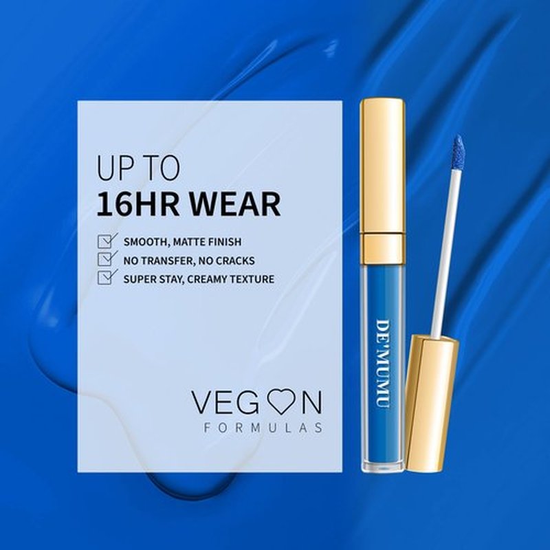 DE'MUMU Blue Lipstick Matte for Women, Super Stay Long Lasting Lipstick Smudge Proof No Transfer Liquid Lipsticks, Cruelty Free Lip Makeup (DM01 Blue Bomb)