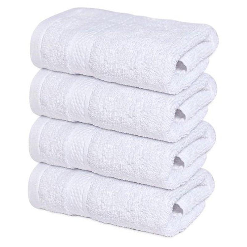 Infinitee Xclusives Premium 100% Cotton Wash Cloths for Showering - Pack of 4, (12x12) Inches - Highly Absorbent, Soft Face Towels, Washcloths Perfect for Bathroom, Hotel, Gym, Spa |Brilliant White|