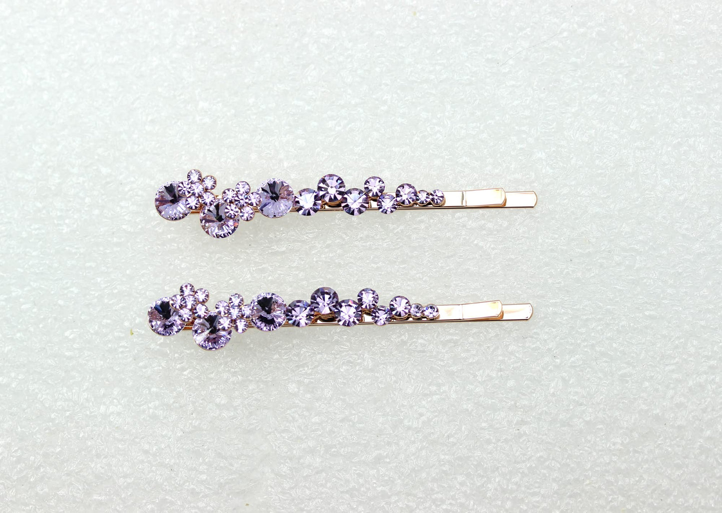 Faship A Pair Of Violet Light Purple Premium Rhinestone Crystal Floral Hair Clips Pins 2 Pcs