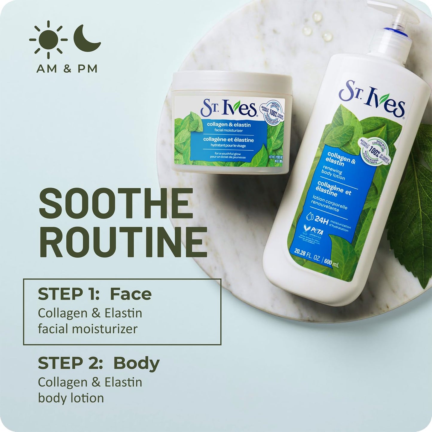 St. Ives Body Lotion Variety 2-Pack – Renewing Collagen & Elastin + Oatmeal & Shea Butter, 24H Hydration, Cruelty-Free Skin Care, 20.28 Oz Ea