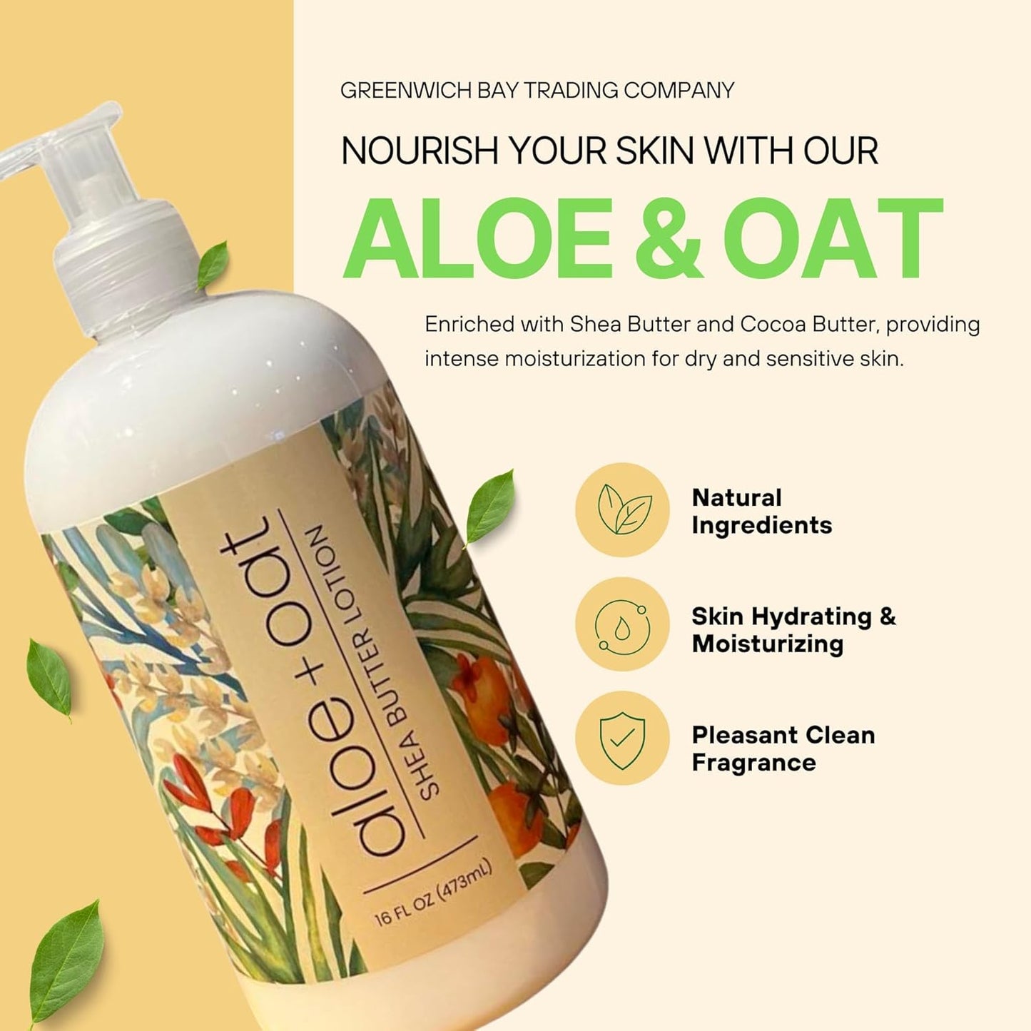 Aloe + Oat Hand Lotion - Enriched with Shea Butter & Cocoa Butter | Moisturizing Formula