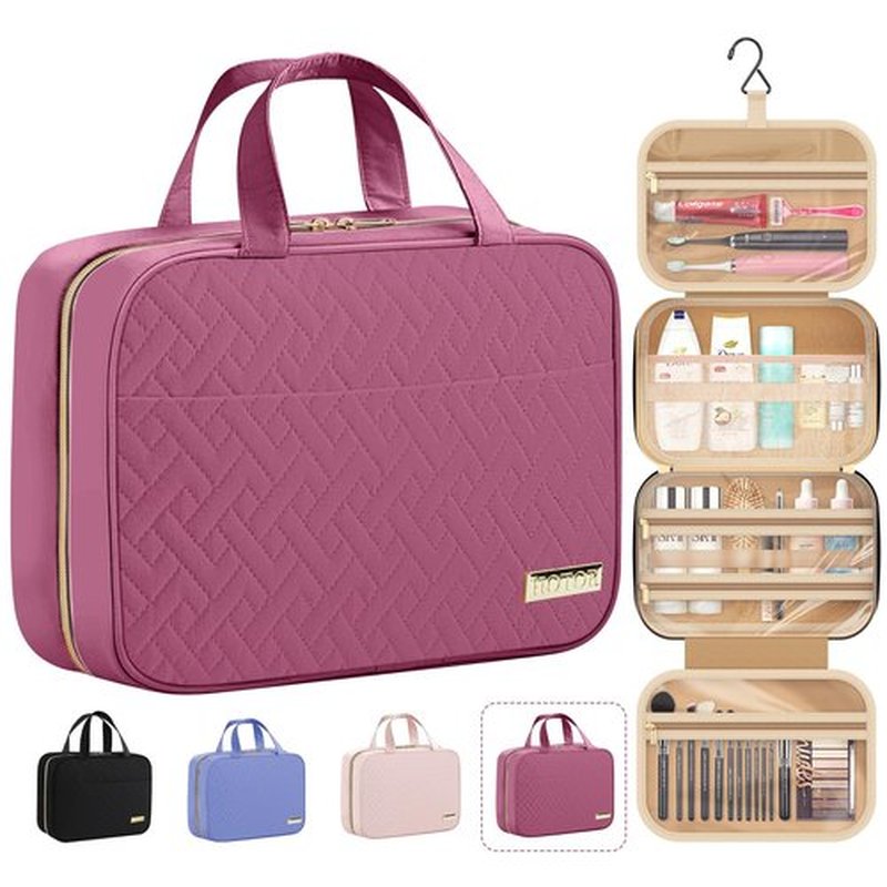 HOTOR Travel Toiletry Bag - Toiletry Bag w/Hanging Hook - Spacious Toiletry Bag for Women & Men, Makeup Bag/Big Comparment, Waterproof for Travel Accessories, Travel Essentials, Medium