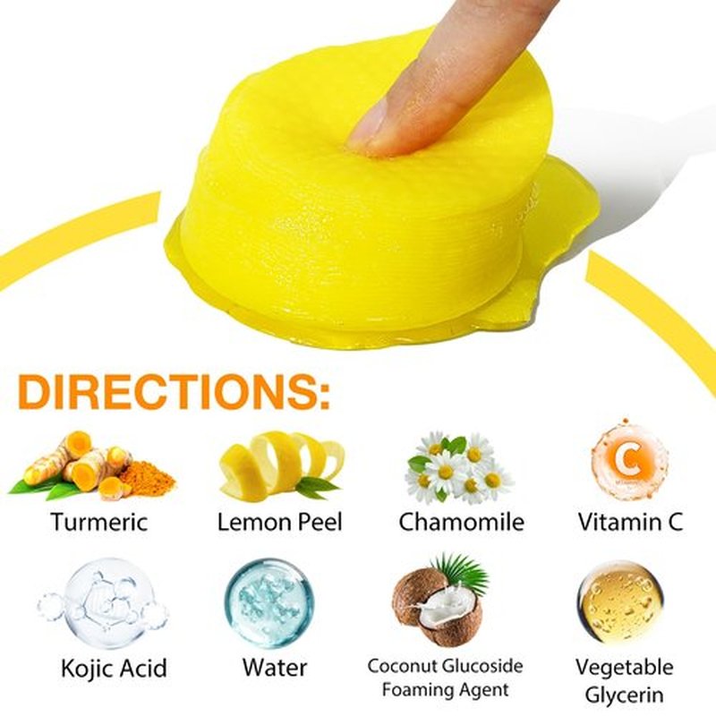 Turmeric Cleansing Pads, 50PCS Kojic Acid and Turmeric Cleansing Pads, Face Pads with Vitamin B5、Vitamin C 、Turmeric ，Remove Excess Keratin Balance Skin Oil And Water