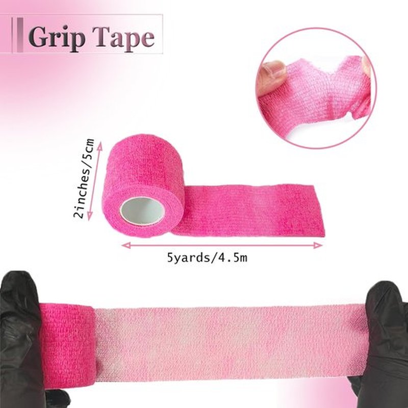 Pen Machine Covers with Grip Wrap - SOTICA 200pcs Pink Pen Covers Large Machine Wrap and 6pcs Grip Tape 2.56×7.1" Gun Wrap Covers Machine Bags with Self Adhesive Bandage Wrap