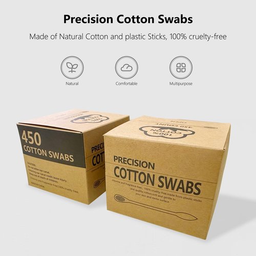 900pcs Precision Cotton Swabs, Pointed&Flattened Tip Cosmetic Applicators
