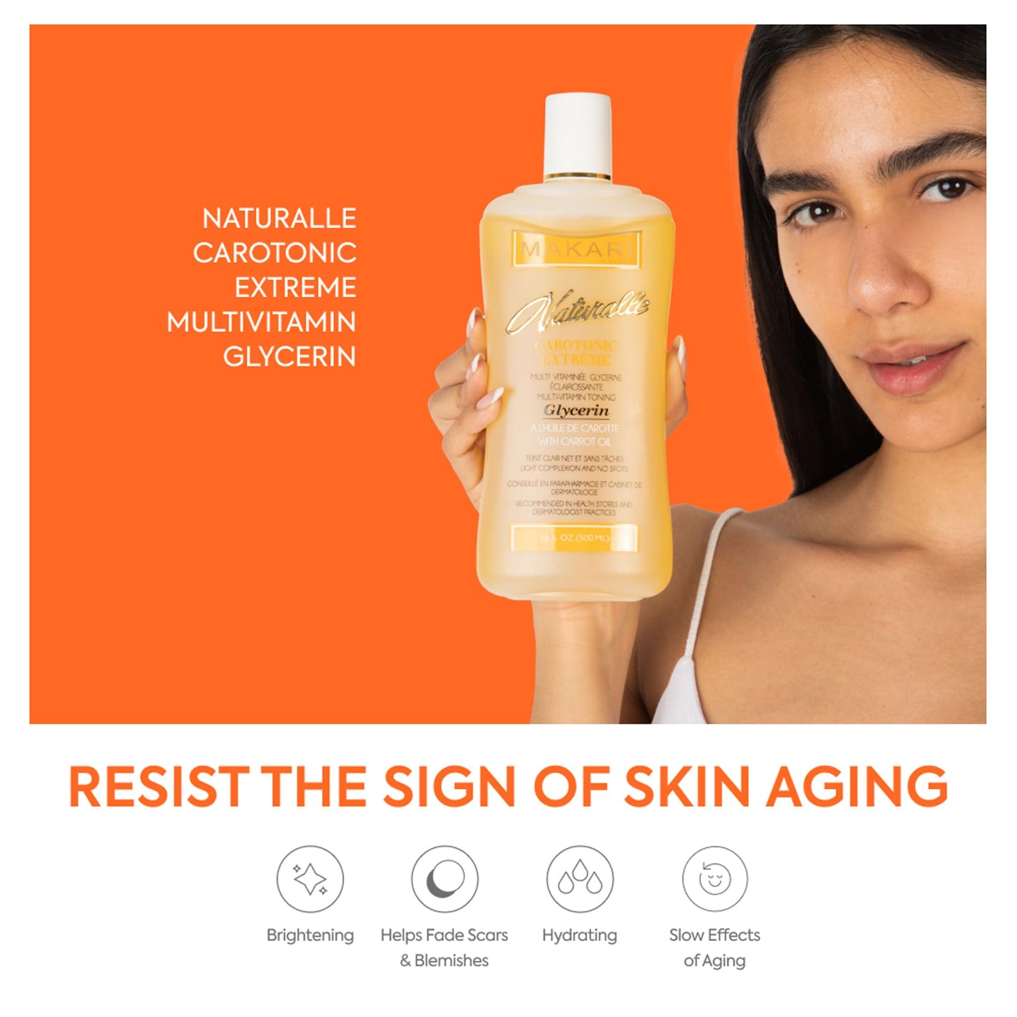 MAKARI Naturalle Carotonic Extreme Body Glycerin (16.6 oz) | Helps Brighten Skin and Fade Body Scars and Marks | Glycerin Oil for All Skin Types | Safe for Sensitive Skin and Kids Ages 12 and Up