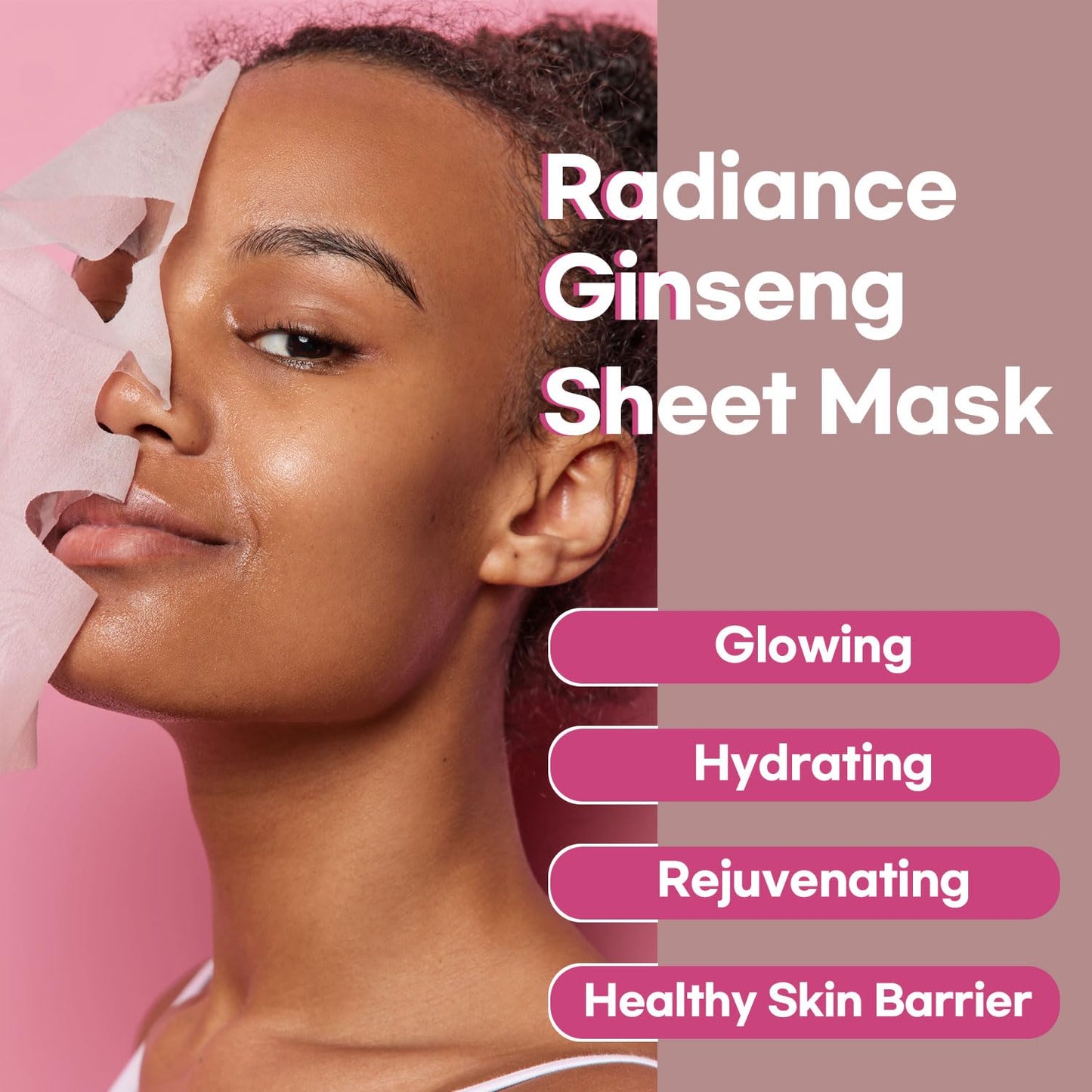 varuza Radiance Ginseng Sheet Masks - Hydrating Face Masks for Healthy and Strengthening Skin Barrier - Vegan, Cruelty Free Korean Face Mask