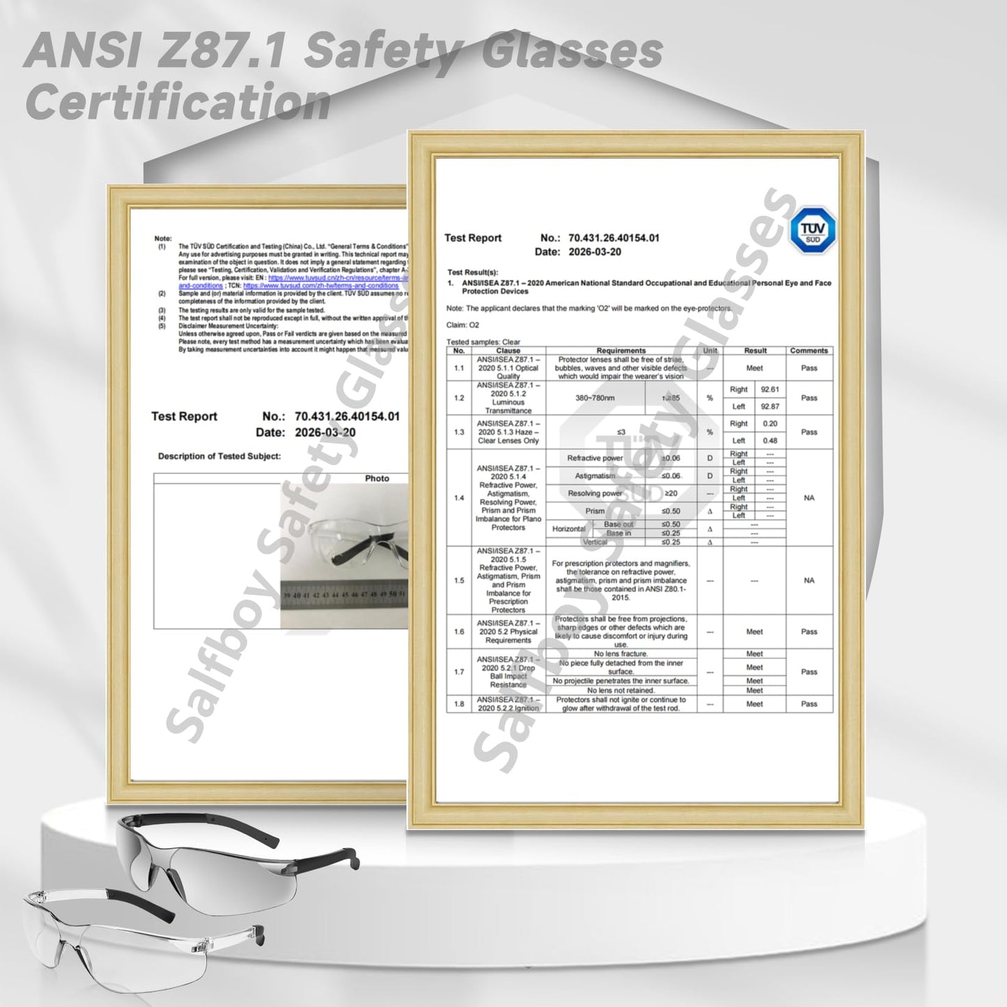 Salfboy Clear Safety Glasses for Men and Women Eye Protection Bulk Protective Eyewear ANSI Z87.1 Scratch-Resistant Lens