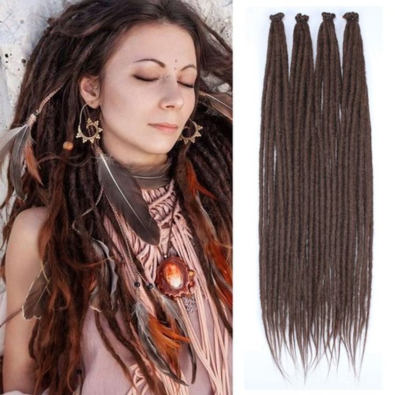 24 Inch 40 Strands Dreadlock Hair Extensions,Synthetic Hippie Single Ended Handmade Dreads,Thin 0.6cm Width Straight Reggae Style Dreadlocks for Woman,#8