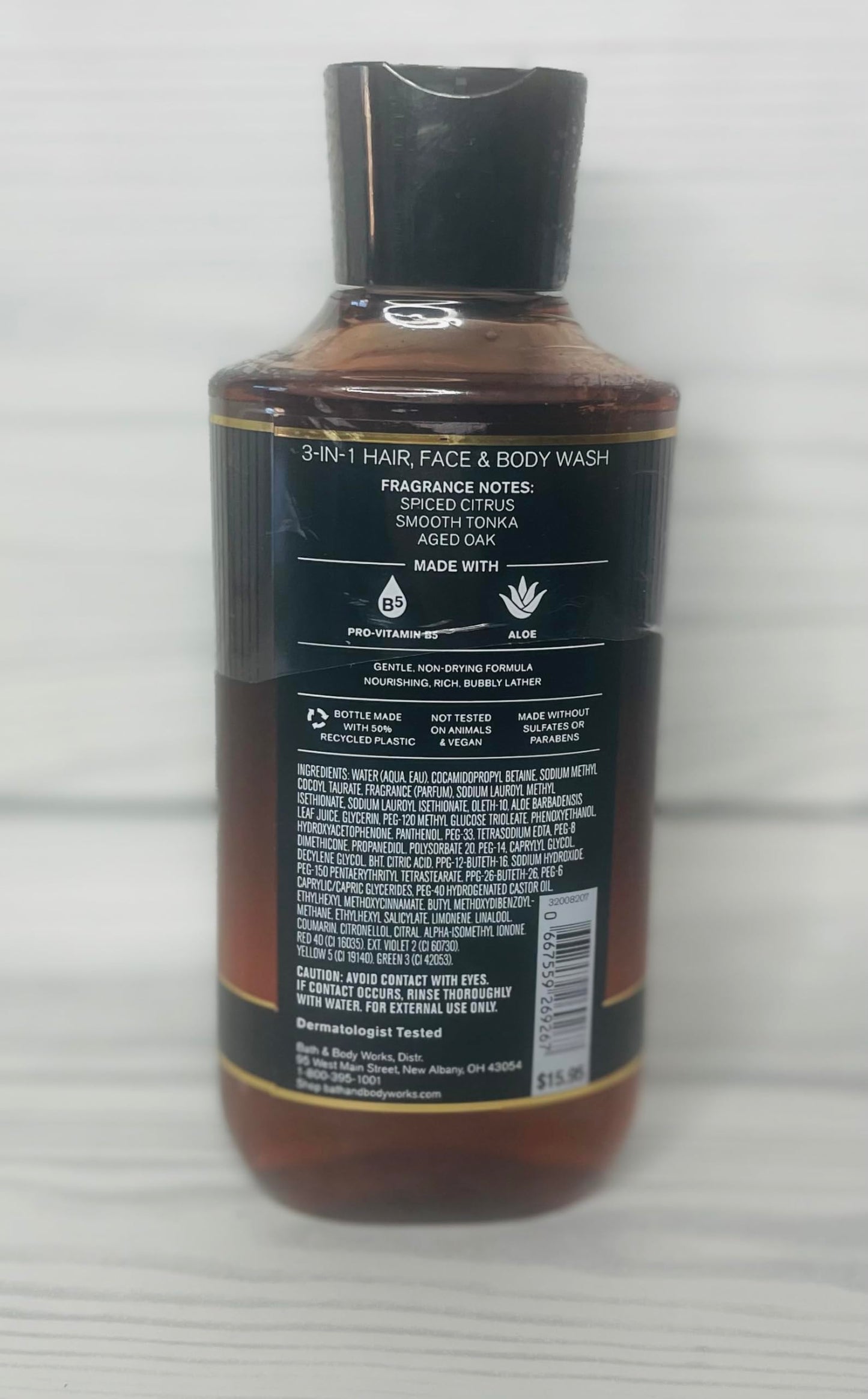 Bath & Body Works Men's Single Barrel Bourbon 3-in-1 Hair, Face & Body Wash 10 Ounce