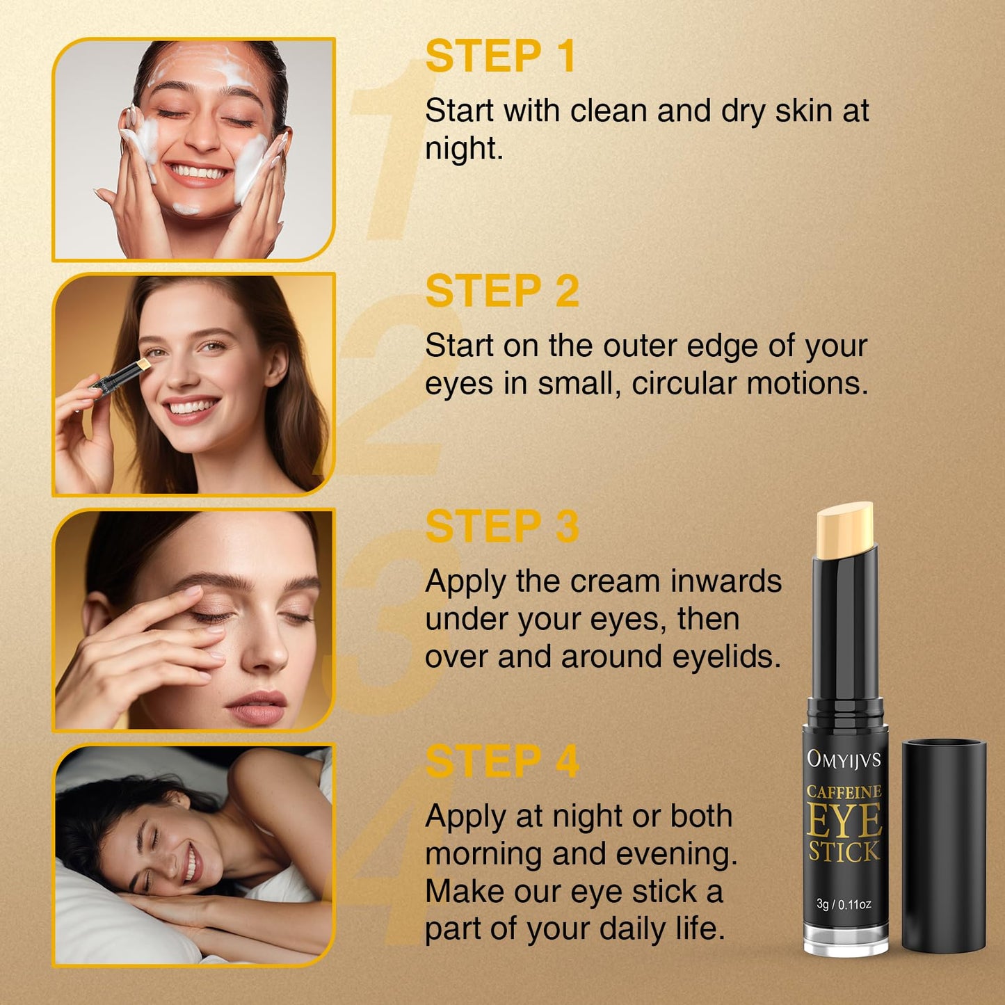 OMYIJVS Caffeine Eye Cream, Under Eye Cream for Dark Circles and Puffiness