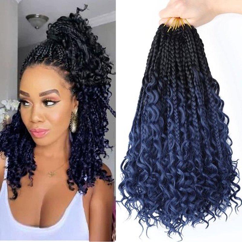 LMZIM 14 Inch Goddess Box Braids Crochet Hair Bohomian Crochet Box Braids Curly Ends 8 Pack 3X Crochet Braids Synthetic Braiding Hair Extension (14inch, 2/3#)