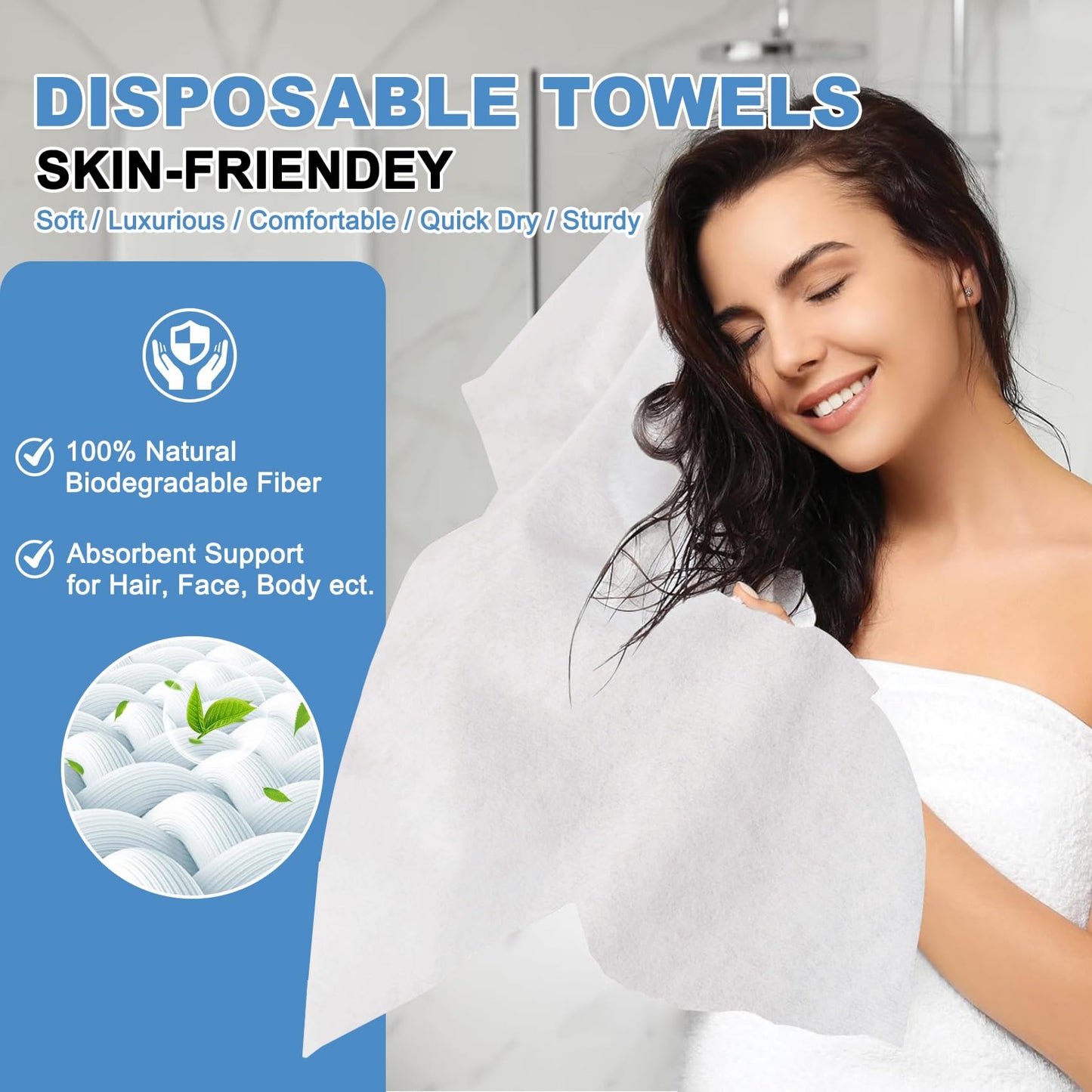 Tvvcalk Disposable Towels 20 Count, 32"x16" Ultra Absorbent & Soft Disposable Body Towels, Single-Use Cleaning Towels, Suitable for Home, Salon, Travel, Comping, Gym, Pet, Bulk Towel