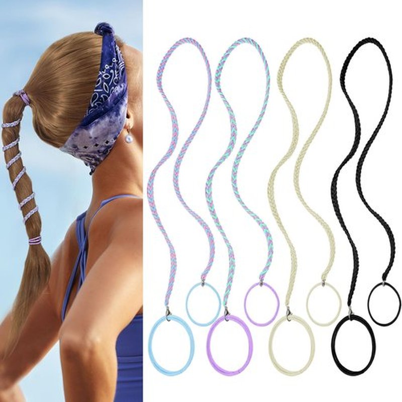 Obfuscate 4Pcs 25" Ponytail Holders Hair Ties for Sports, Colourful Elastic Hair Bands Non-Destructive Strong Braided Ponytail Hair Ties Rip Hair Ties for Women Gym,Swimming,Diving (coloured)