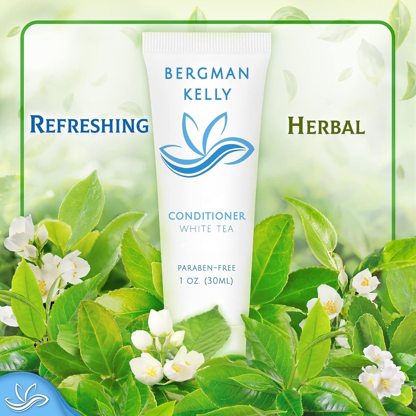 BERGMAN KELLY - Hotel Conditioner - 1 fl oz, 200 PK, White Tea - Delight Your Guests with Revitalizing and Refreshing Travel Size Conditioner - Small Size Travel Amenities Hotel Toiletries in Bulk