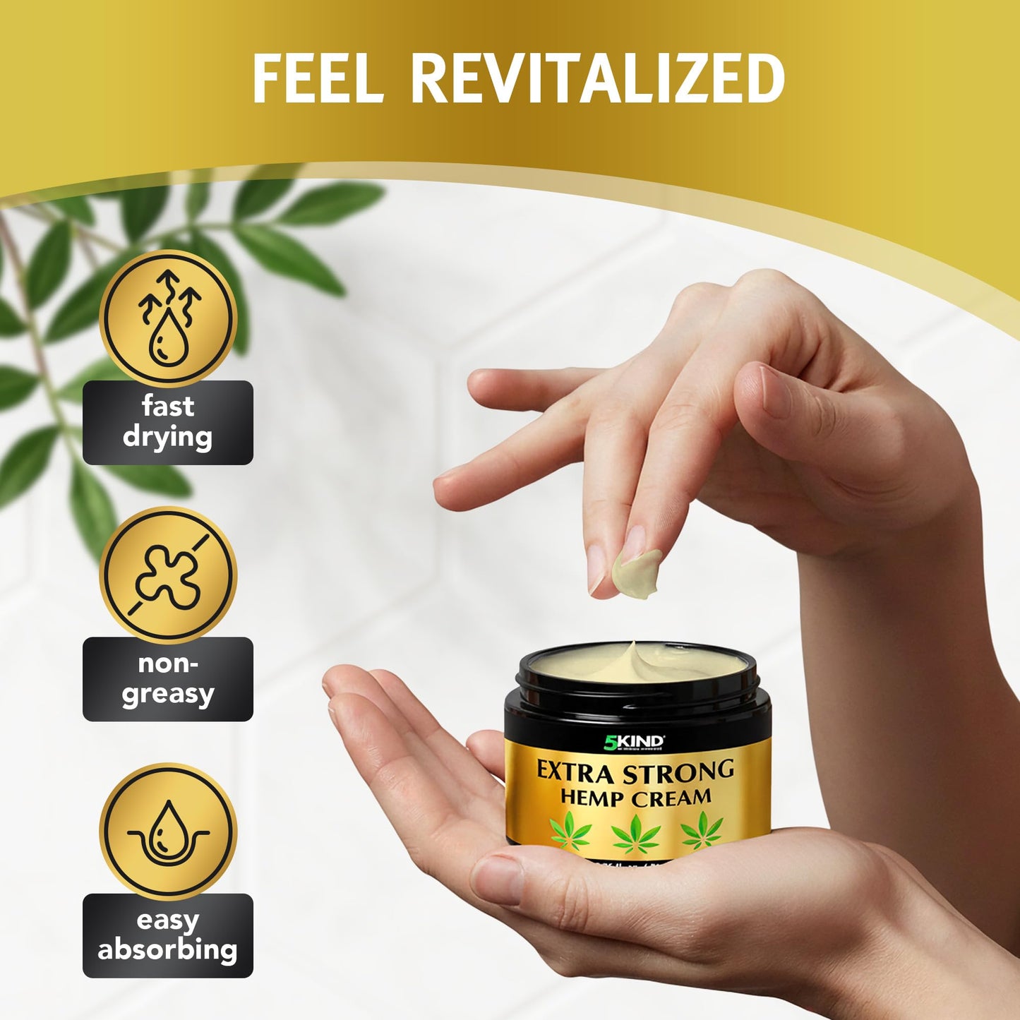 5kind Extra Strong Hemp Cream 6.76 fl oz - Maximum Strength - Natural Topical Cream - Muscle Rub for Lower Back, Joints, Neck, Knees, Shoulders