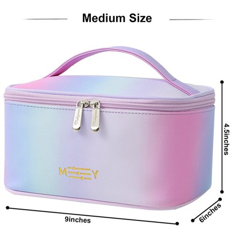 Gradient Makeup Bag Small Cosmetic Bags for Ladies Zipper Pouch Makeup Organizer Waterproof Cute Pink Purple Blue Green(Rainbow Pink)