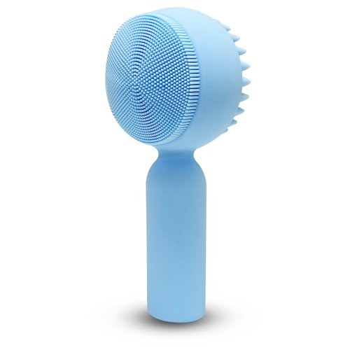 Silicone Facial Cleansing Brush 2 in 1 Silicone Facial Scrubber Manual Exfoliating Facial Brush Face Cleanser Face Exfoliator Ultrafine Bristles for Sensitive Skin Easy to Clean Lather Well (Blue)