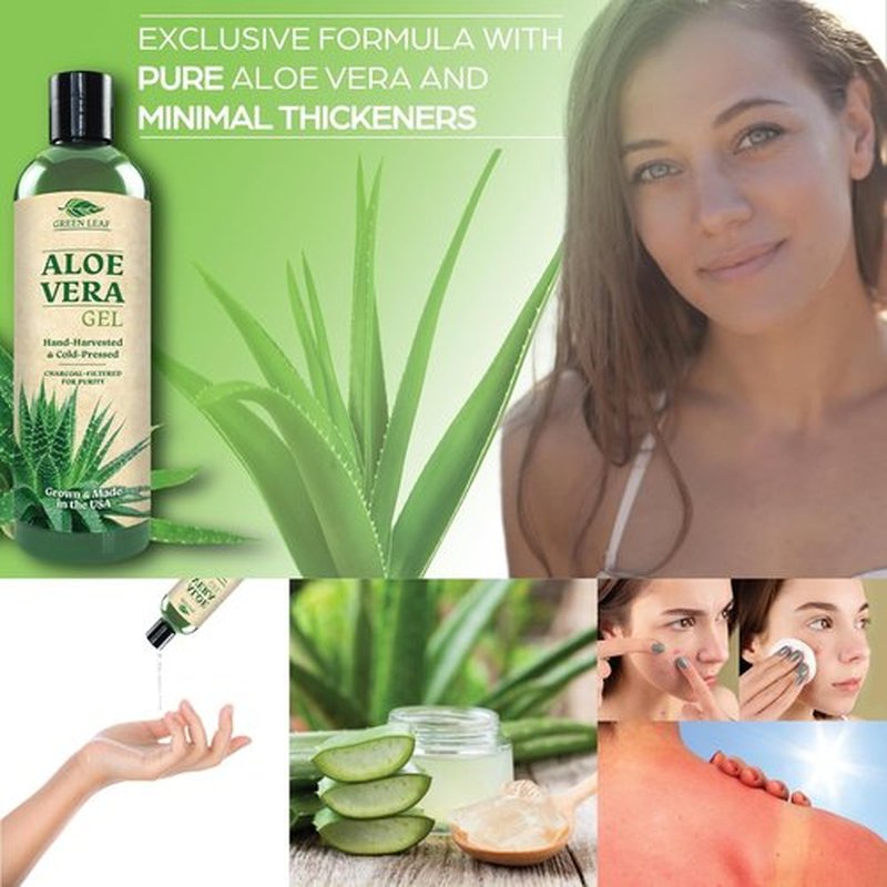 Aloe Vera Gel for Skin Care | Farm Harvested Freshly Cut Aloe Plant | Thin Formula for Skin, Face, Hair, Daily Moisturizer, Aftershave Lotion, Sunburn Relief, Burn Care - 2-Pack (two 8 oz bottles)