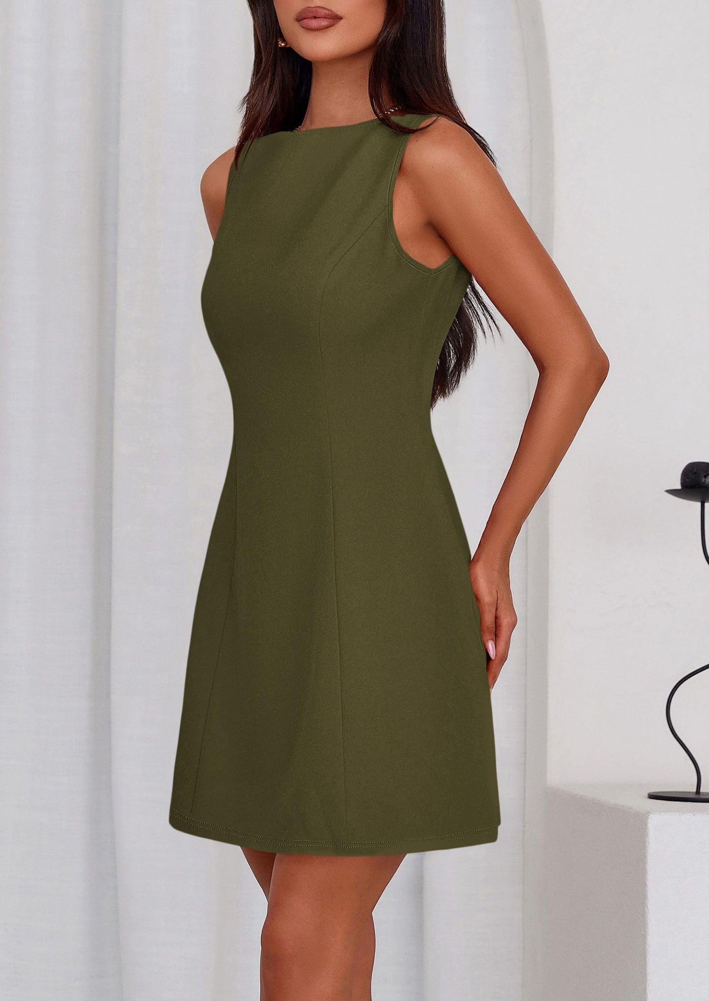PRETTYGARDEN Womens Formal Short Dresses 2026 Summer Sleeveless Boat Neck A Line Elegant Mini Cocktail Party Dress