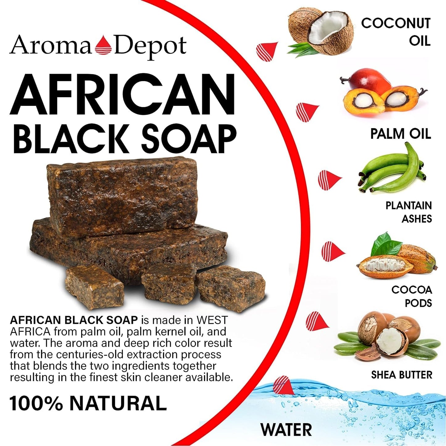 Aroma Depot Raw African Black Soap Bars From Ghana (4 lbs.)