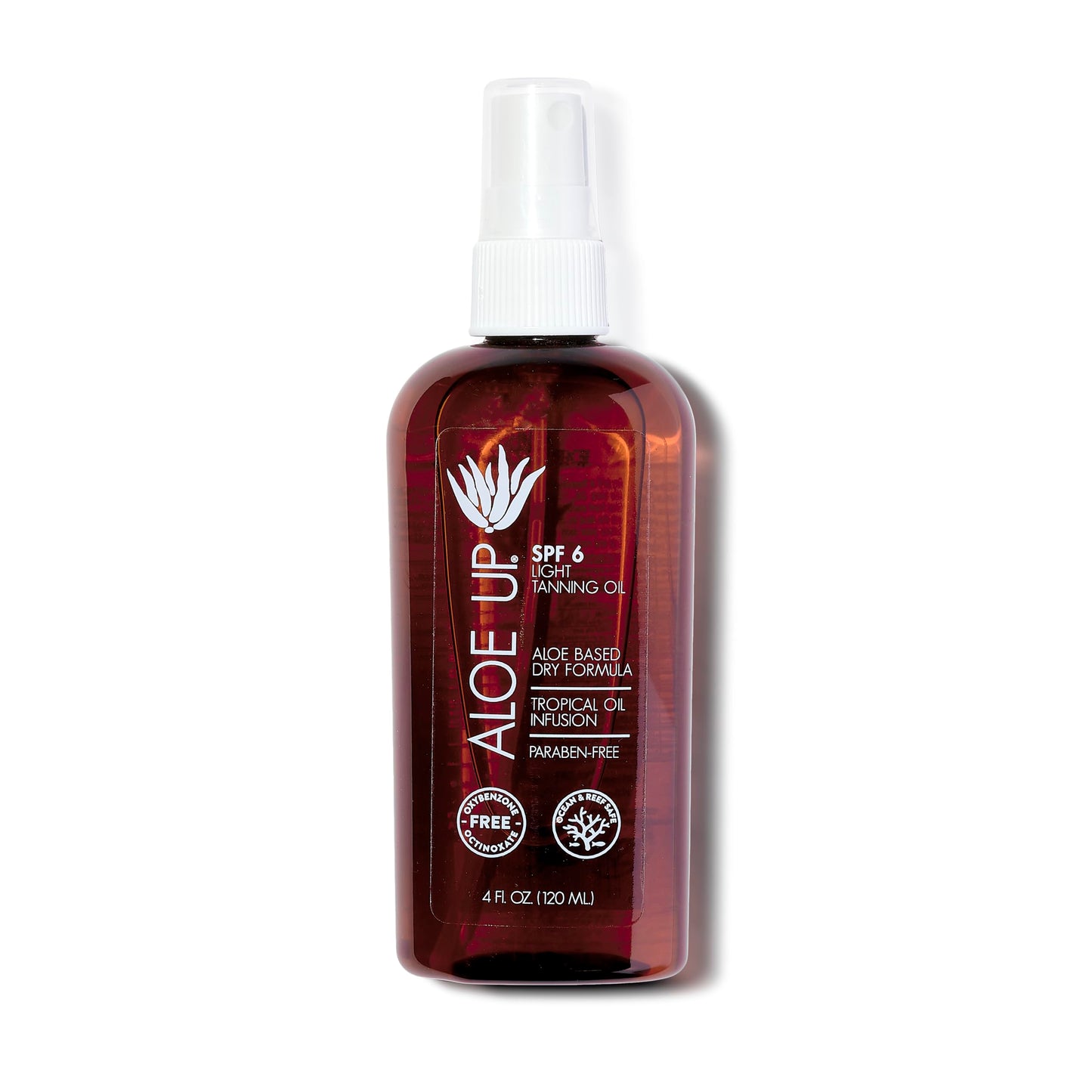 Aloe Up Light Tanning Oil With SPF 6 Sunscreen - Body and Face Tanning for Outdoor Sun - With Pure Aloe Vera Oil and Natural Oils - Absorbs Quickly - - Fresh Tropical Scent - 4 Oz