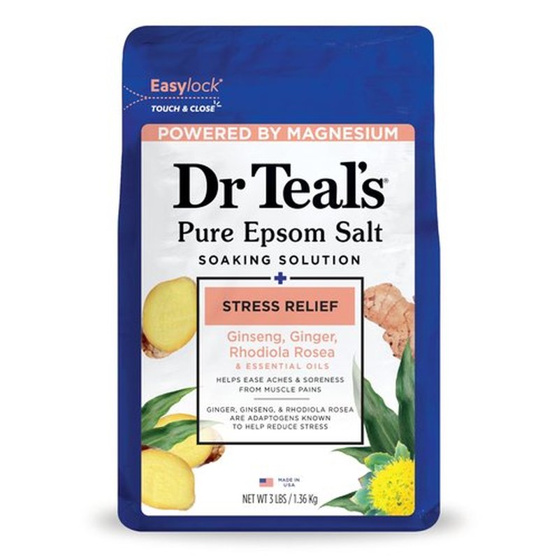 Dr Teal's Epsom Salt Magnesium Soak, Stress Relief with Essential Oils, 3lbs