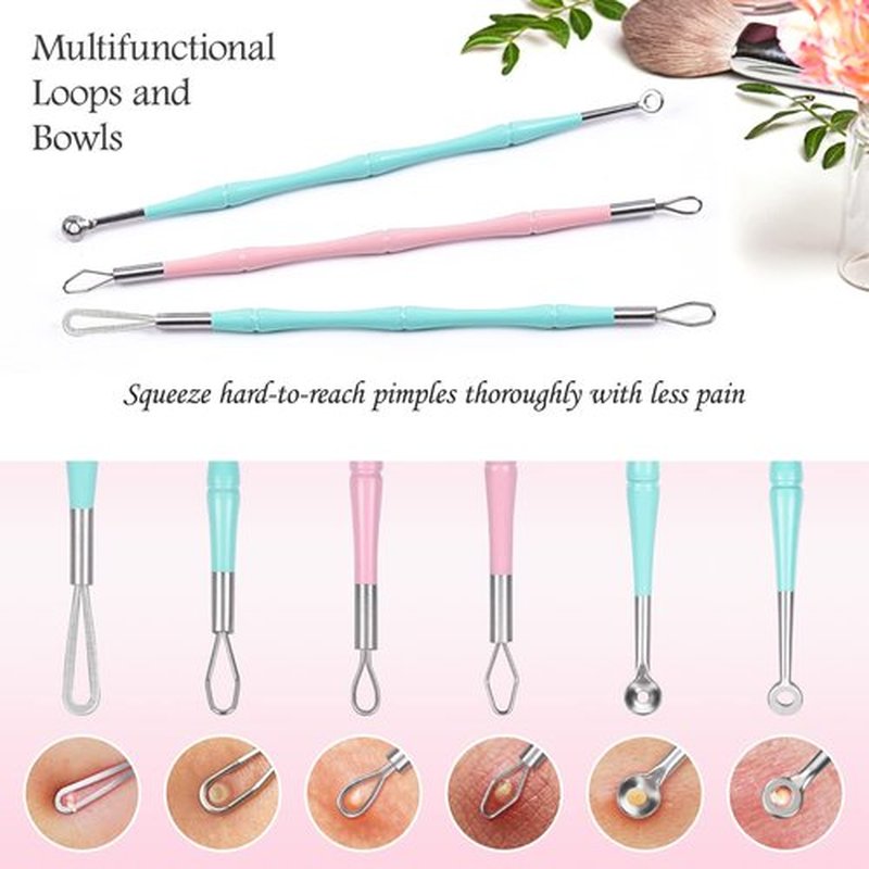 Pimple Popper Tool Kit, MORGLES 14-Heads Professional Stainless Acne Zit Popper Extraction Tools for Facial Nose with Leather Case