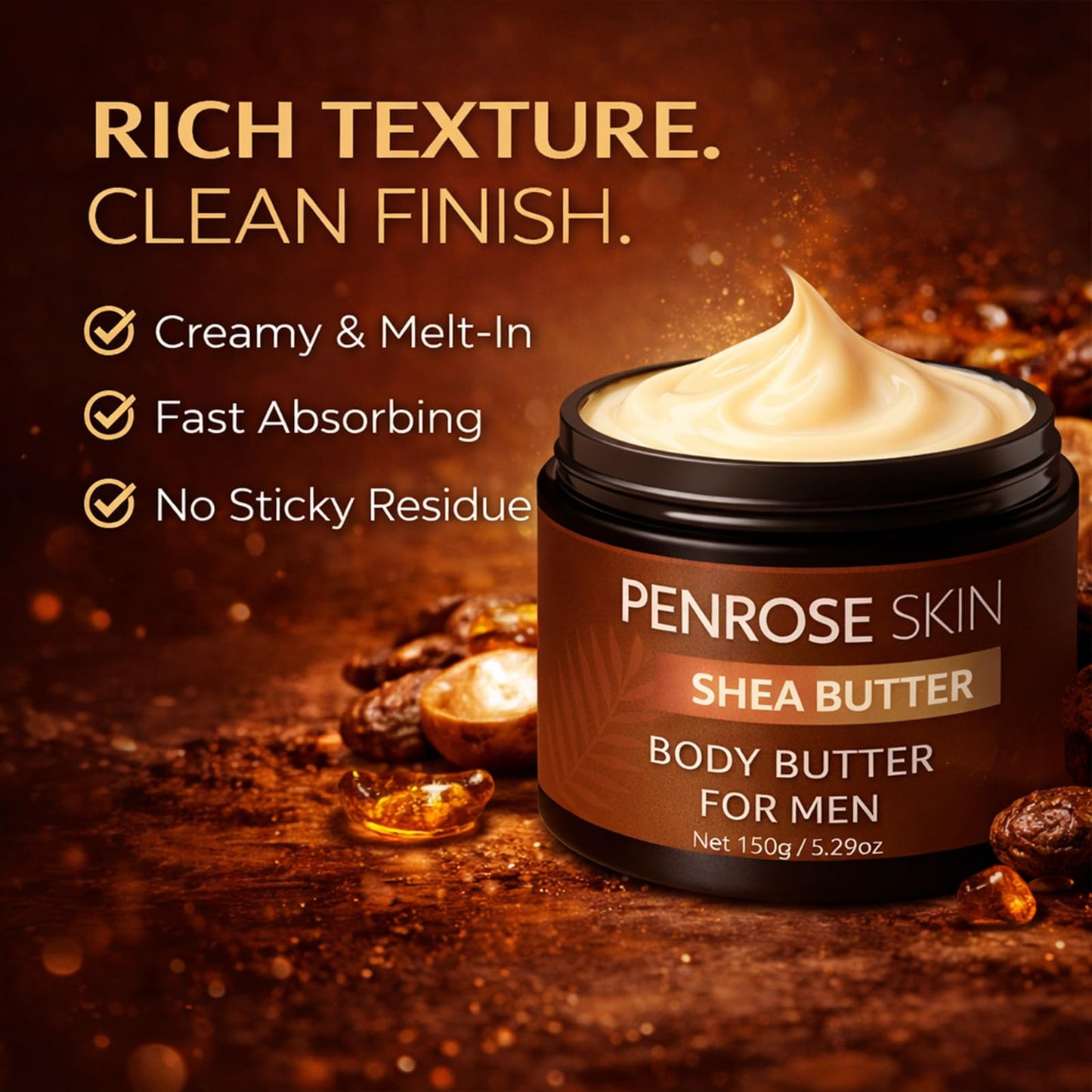 Body Butter, Penrose Skin Body Butter for Men, Scents Body Cream with Shea Butter, Cocoa Butter & Coconut Oil, Hydration That Hits & Long-Lasting Scent & Non-greasy (2 PCS)