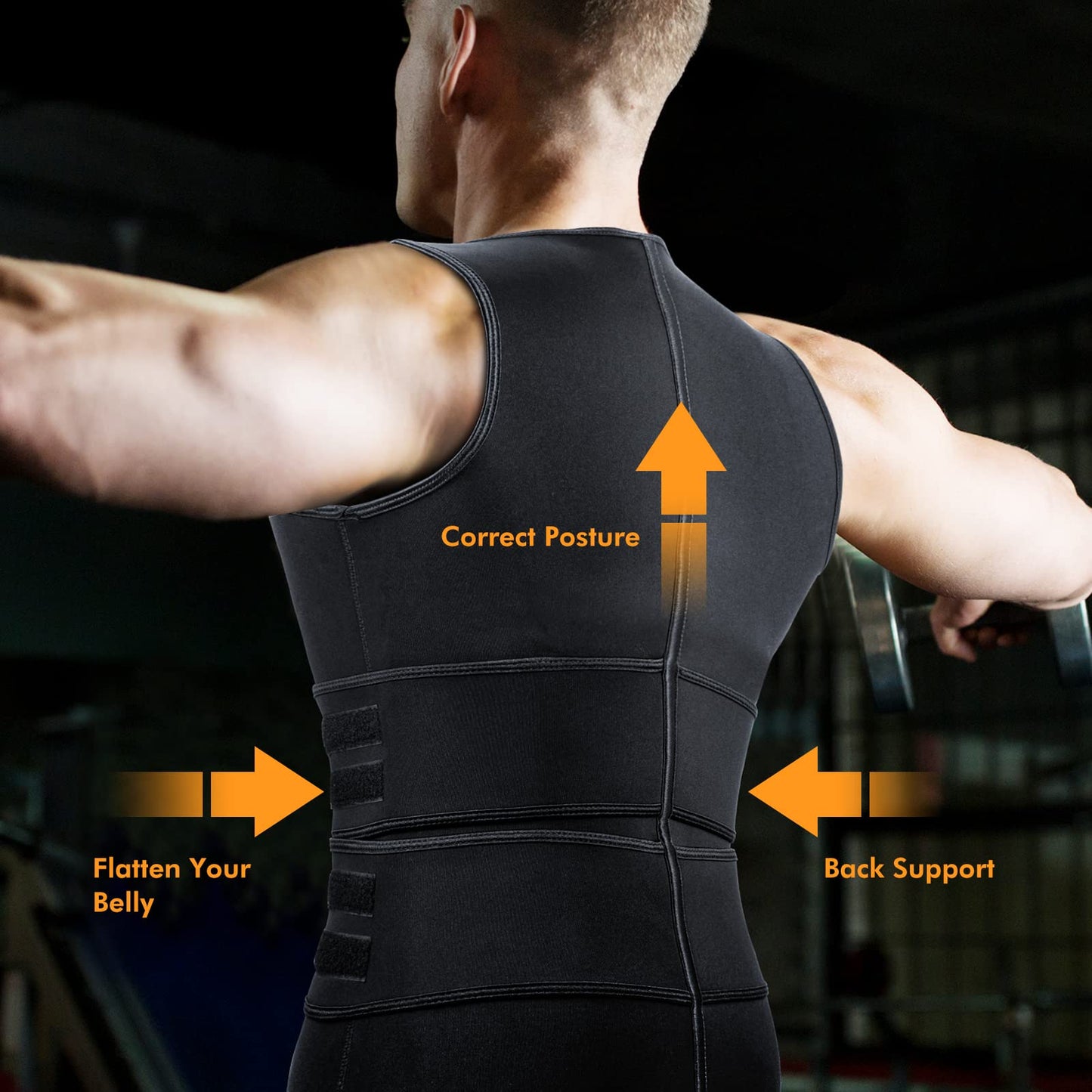 A+ Choice Sauna Vest Waist Trainer for Men - Mens Sauna Suit Large Sweat Belt Body Shaper for Gym Workout Exercise Faja Para Hombre Size Large
