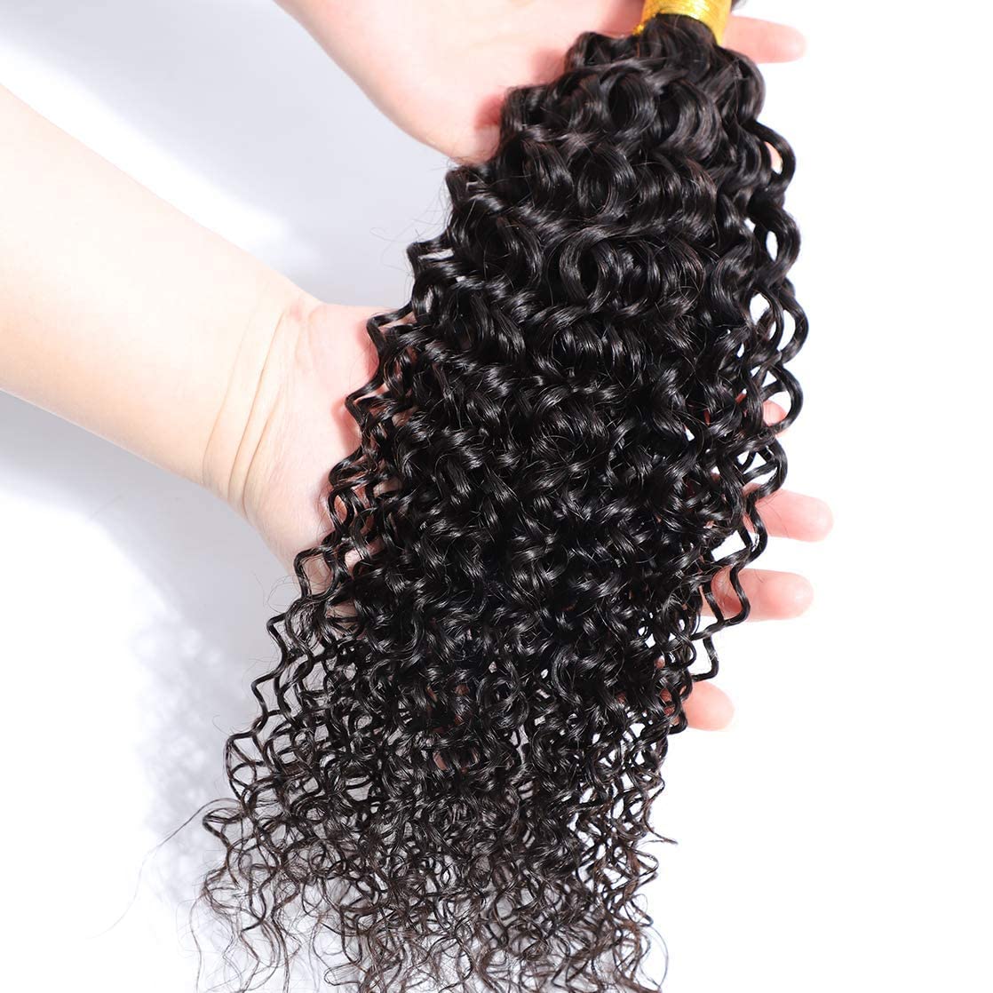 Selina 3 Bundles 16 18 20 inch Kinky Curly Bundles Curly Human Hair Bundles Unprocessed Remy Hair Extensions Brazilian Virgin Human Hair 100 Gram/Bundle Natural Color (16"18'' 20'',Curly)
