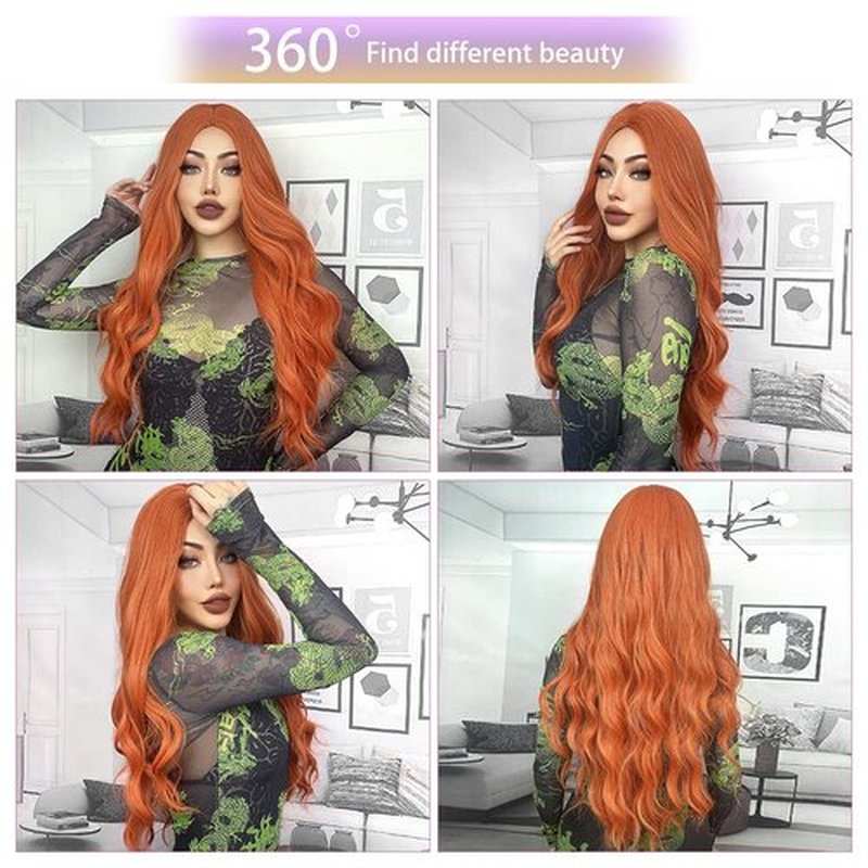 MUPUL Ombre Purple Wig Short Body Wavy Bob Wigs for Women With Bangs Shoulder Length Synthetic Cosplay Party Wig for Girls Daily Use Colorful Wigs (Ginger Body)