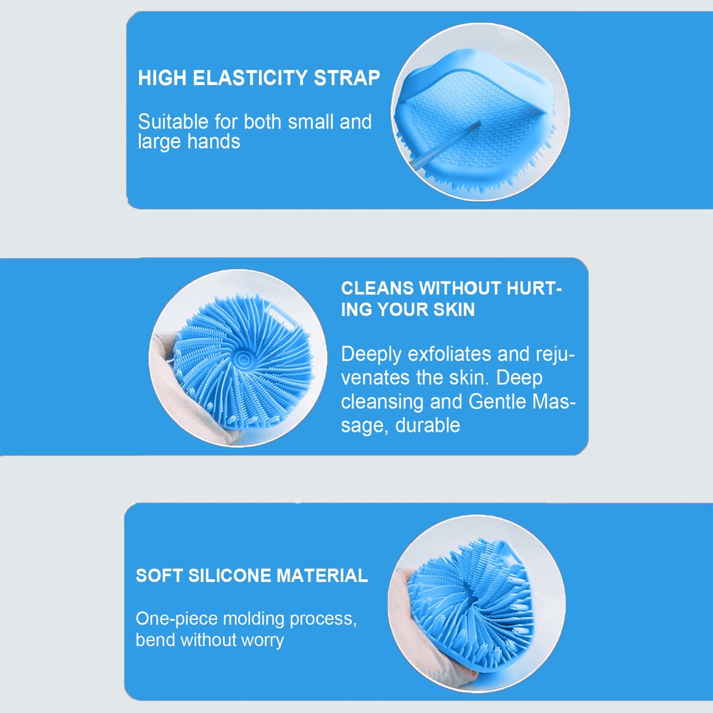 Silicone Body Scrubber for Shower, Shower Body Brush for Effective Showering Exfoliation and Gentle Massage Back Scrubber with Soft Bristles, Loofah Alternative for Sensitive Skin, Gift for Family