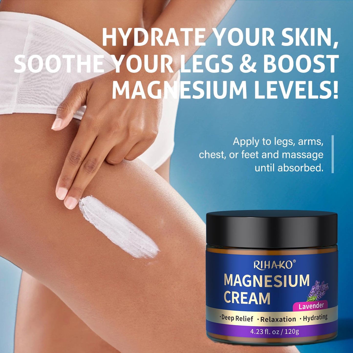 RIHAKO Easter Gifts Lavender Magnesium Lotion, Nighttime Magnesium Cream for Sleep–Restless Legs Relief, Muscle Soreness & Leg Cramp Support Calming Lotion for Women-Womens Relaxation Gifts