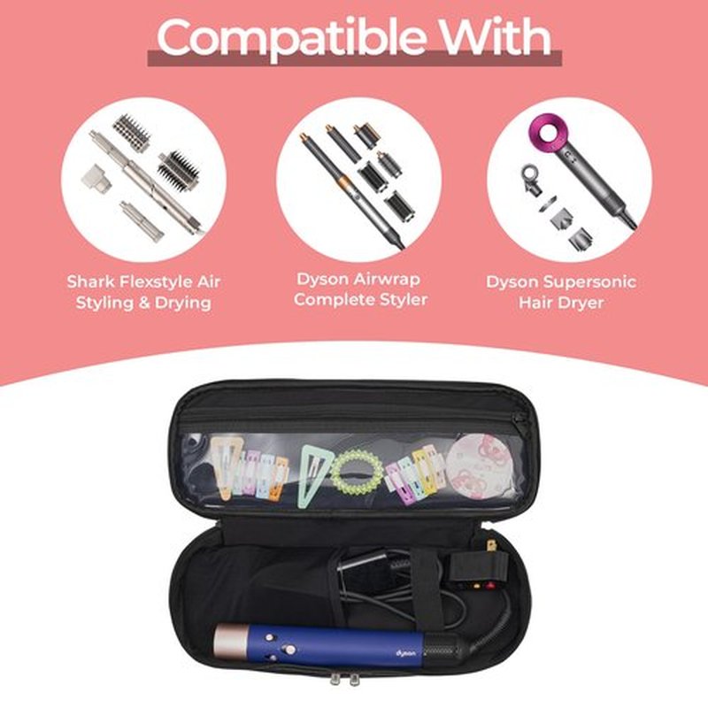 Greenesta Hair Tools Travel Bag Compatible With Shark Flex Style Attachment, Shark Airwrap Flexstyle, Dyson Airwrap | Travel Case For Sharkflex Styler | Beauty Hair Dryer Attachments Storage D.Diamond