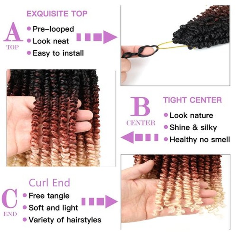 ZRQ Short Passion Twist With Bohemian Hair 8 Inch 8 Packs Ombre Blond Pre-twisted Crochet Passion Twists Synthetic Braiding Hair Curly Ends Braids Twist Hair for Black Women 12 Roots/Pack 1b21613#
