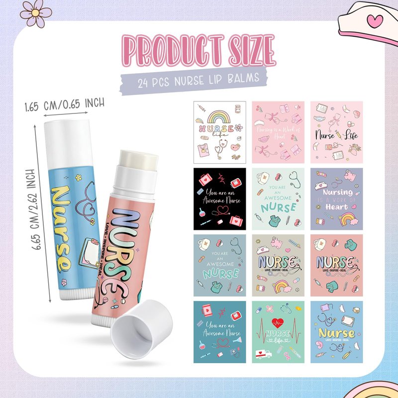 Loopeer 24 Set Nurse Week Gifts Nurse Appreciation Gifts Bulk Lip Balm with Lip Balm Holder Keychain for Nursing Inspirational RN CNA Women Staff Team Workers Employee Staff Recognition Favors