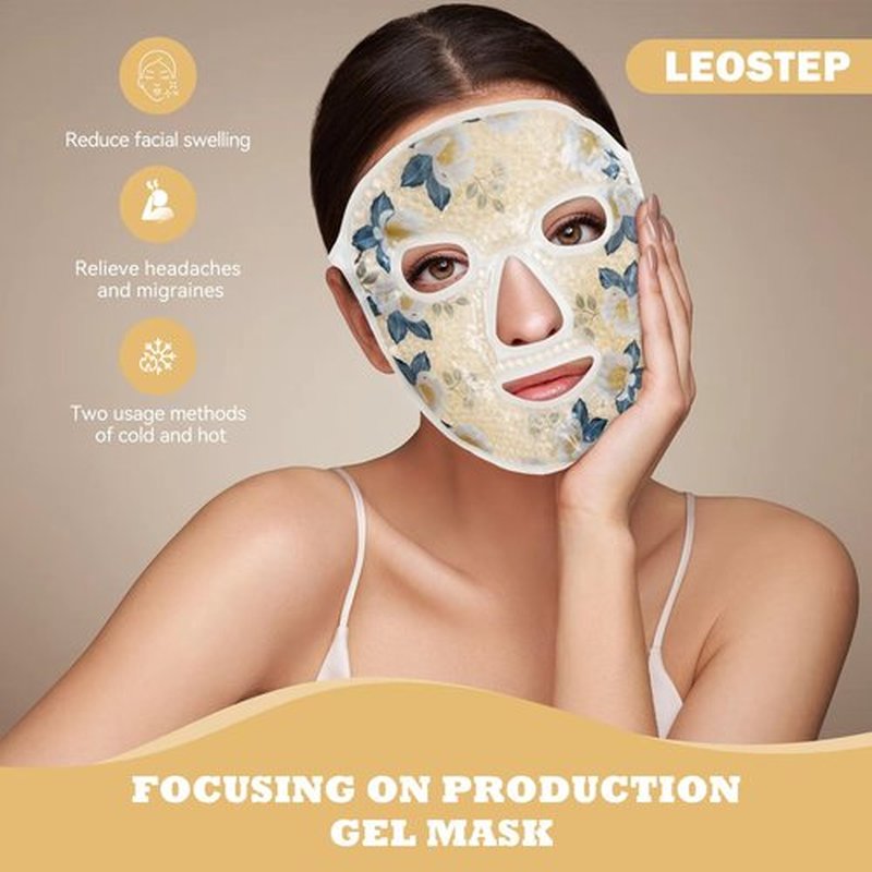 LEOSTEP Cooling Face Mask lce Face Mask Gel Beads Hot Cold Compress Pack Frozen Face Masks for Sleeping,Pressure,Puffiness,Headaches ﻿