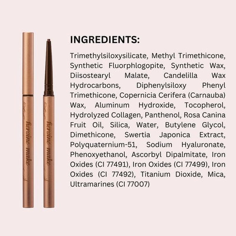 Heroine Make by KISSME Soft Define Waterproof Cream Pencil Eyeliner, Long-Lasting Natural Shades, 0.1g Punched Eyeliner Oval Core, 03 Rosé Brown, 0.01oz